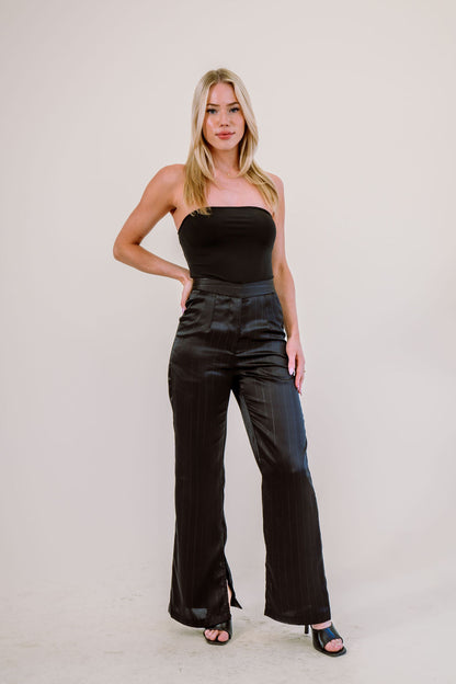 CITY SATIN PINSTRIPE PANTS