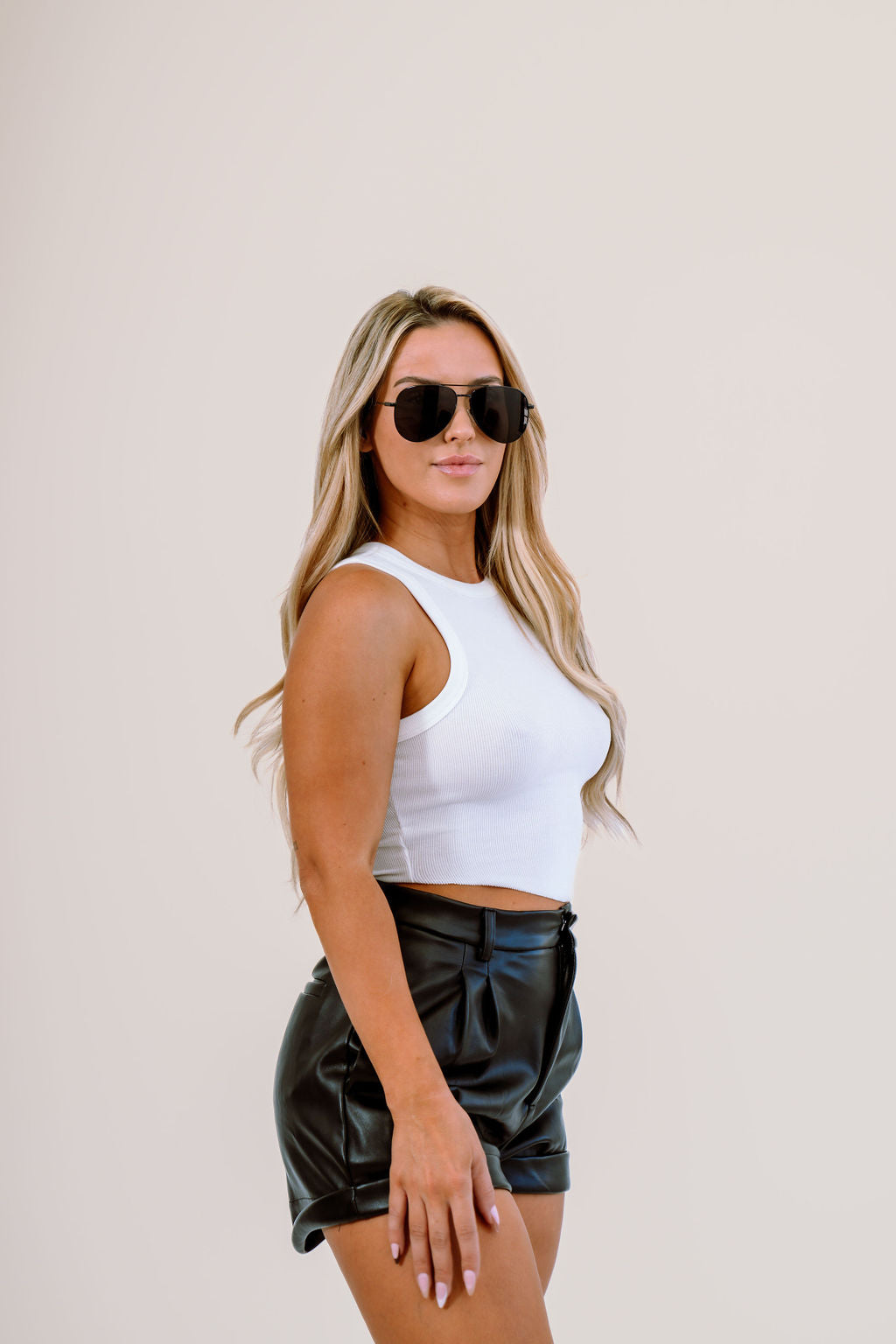 ALL-NIGHTER BLACK LEATHER SHORTS