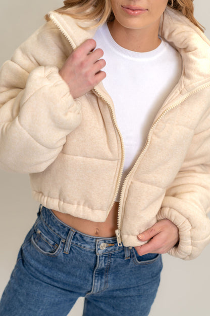 CREAM KNIT PUFFER JACKET