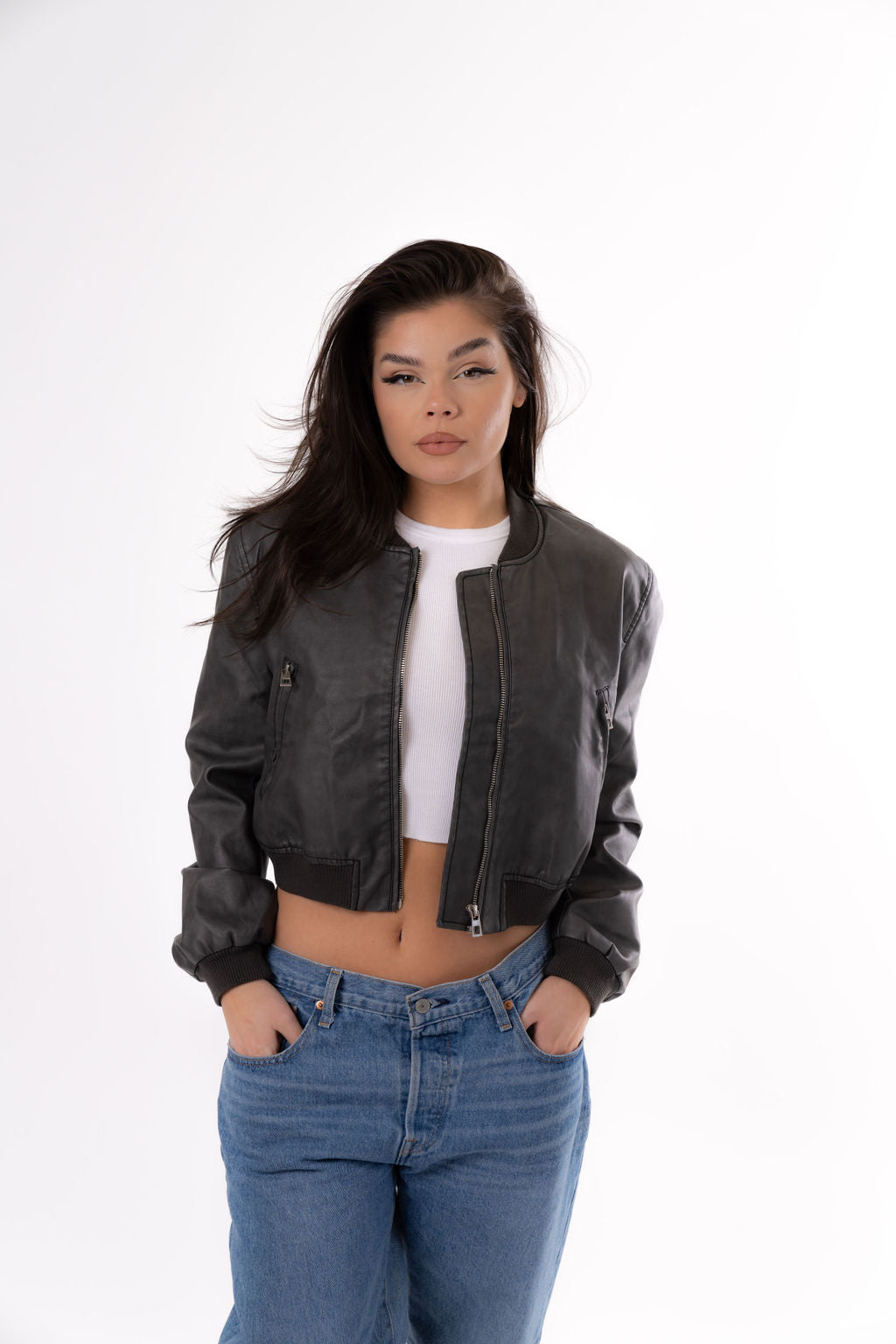 HARLEY GREY LEATHER JACKET